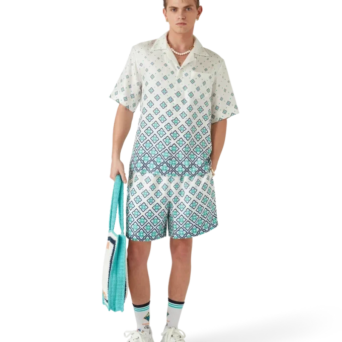 Silk Shorts med monogram i farveovergang Silk Shorts med monogram i farveovergang