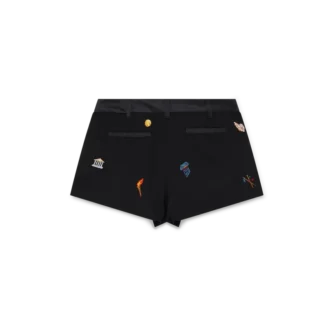 Skræddersyede shorts i uld med broderet motiv