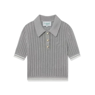 Sølvfarvet kortærmet poloshirt