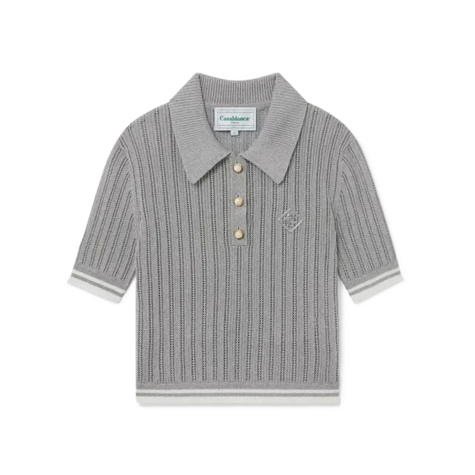Sølvfarvet kortærmet poloshirt