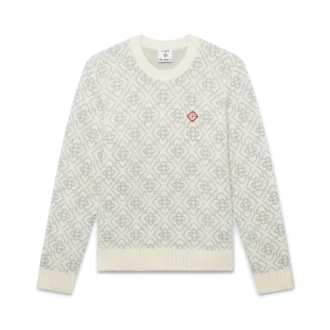 Sølvfarvet monogram i mohairblanding med rund hals Sølvfarvet monogram i mohairblanding med rund hals