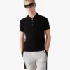 Sort kortærmet poloshirt med pointelle-monogram Sort kortærmet poloshirt med pointelle-monogram