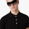 Sort kortærmet poloshirt med pointelle-monogram Sort kortærmet poloshirt med pointelle-monogram