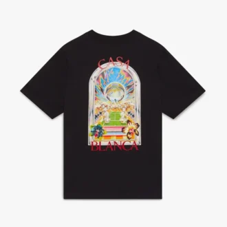 Sort kortærmet T-shirt med tennislandskab i Shorts-stil