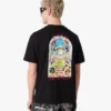 Sort kortærmet T-shirt med tennislandskab i Shorts-stil