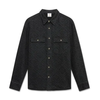 Sort langærmet denimskjorte med laserprint