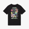 Sort T-shirt med korte ærmer og graffiti-print