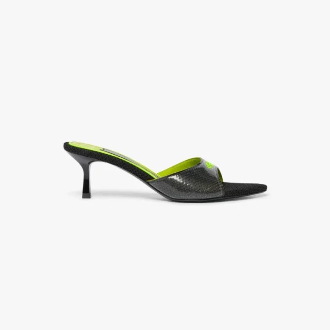 Sorte mule-sandaler med hæl Sorte mule-sandaler med hæl