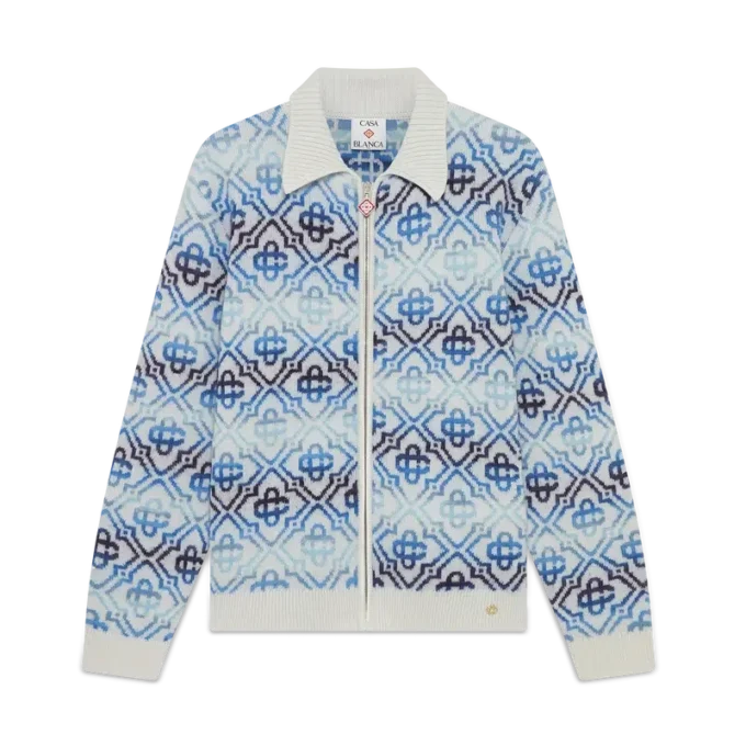 Space Dye Monogram langærmet merinokardigan