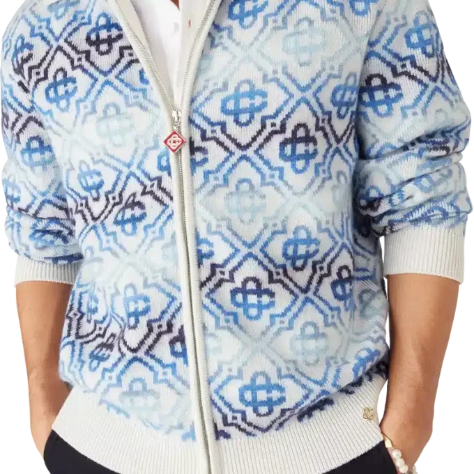 Space Dye Monogram langærmet merinokardigan