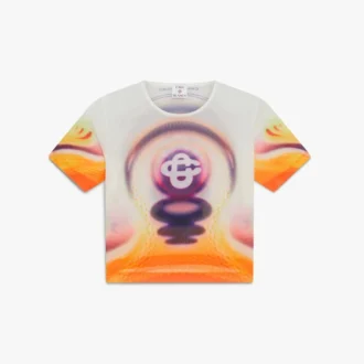 Sporchid-printet mesh-T-shirt med korte ærmer til babyer
