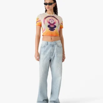 Sporchid-printet mesh-T-shirt med korte ærmer til babyer