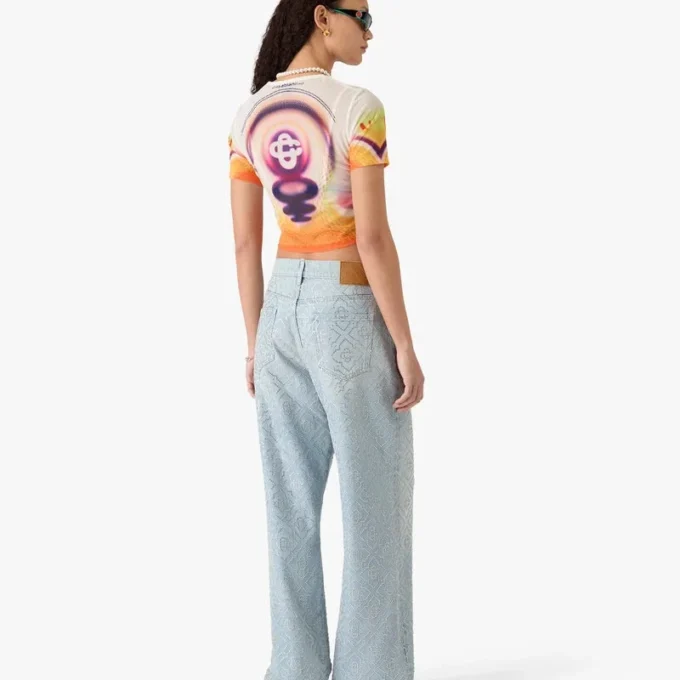Sporchid-printet mesh-T-shirt med korte ærmer til babyer