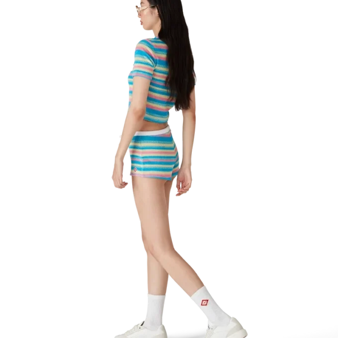 Stribede mini-shorts i frotté Stribede mini-shorts i frotté