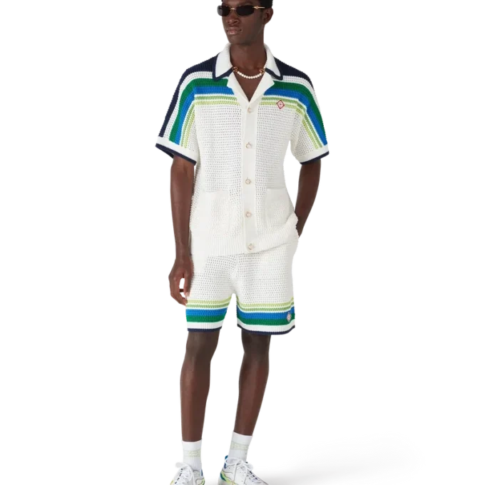 Stribede strikkede shorts Stribede strikkede shorts