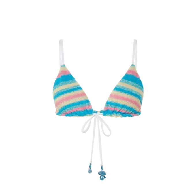 Stribet bikini-top i frotté Stribet bikini-top i frotté