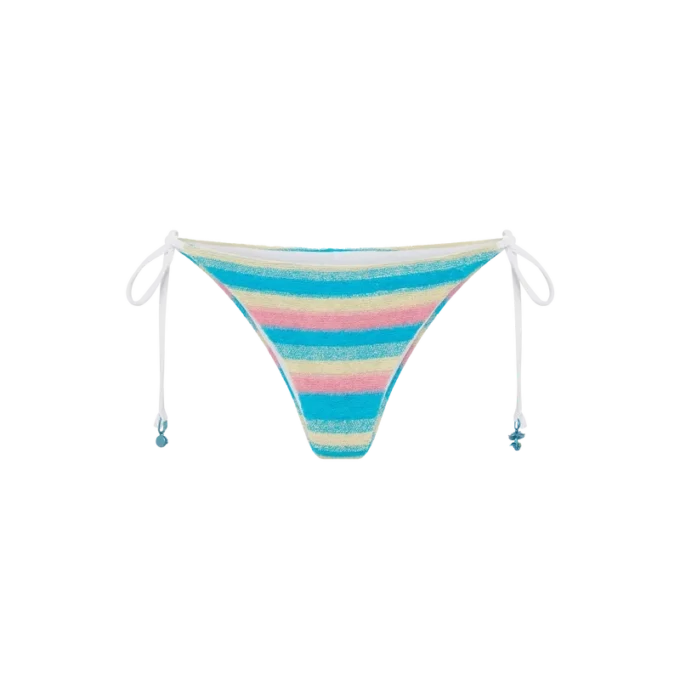 Stribet bikiniunderdel i frottéstof