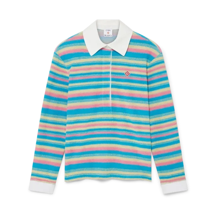 Stribet frotté-poloskjorte Stribet frotté-poloskjorte