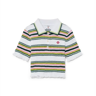 Stribet, kort polo-shirt Stribet, kort polo-shirt
