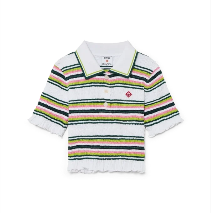 Stribet, kort polo-shirt Stribet, kort polo-shirt