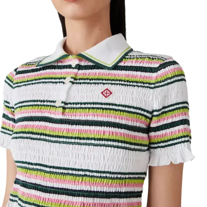 Stribet, kort polo-shirt Stribet, kort polo-shirt