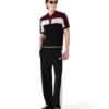 Stribet merino-strikket poloshirt Stribet merino-strikket poloshirt