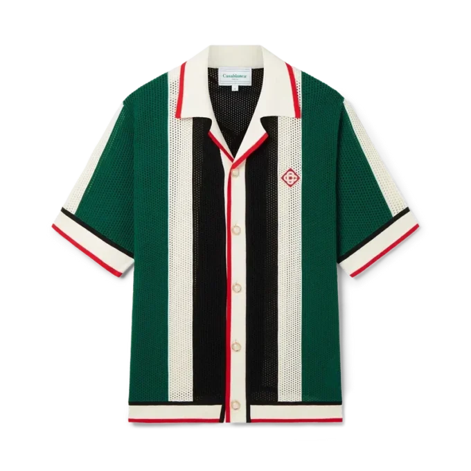 Stribet mesh-skjorte