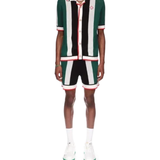 Stribet mesh-skjorte