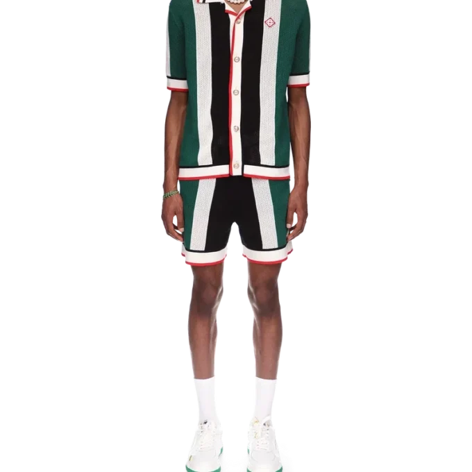 Stribet mesh-skjorte