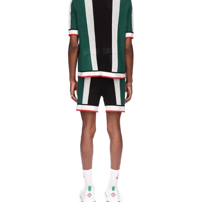Stribet mesh-skjorte