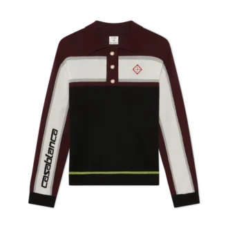 Stribet oversized langærmet Poloshirt