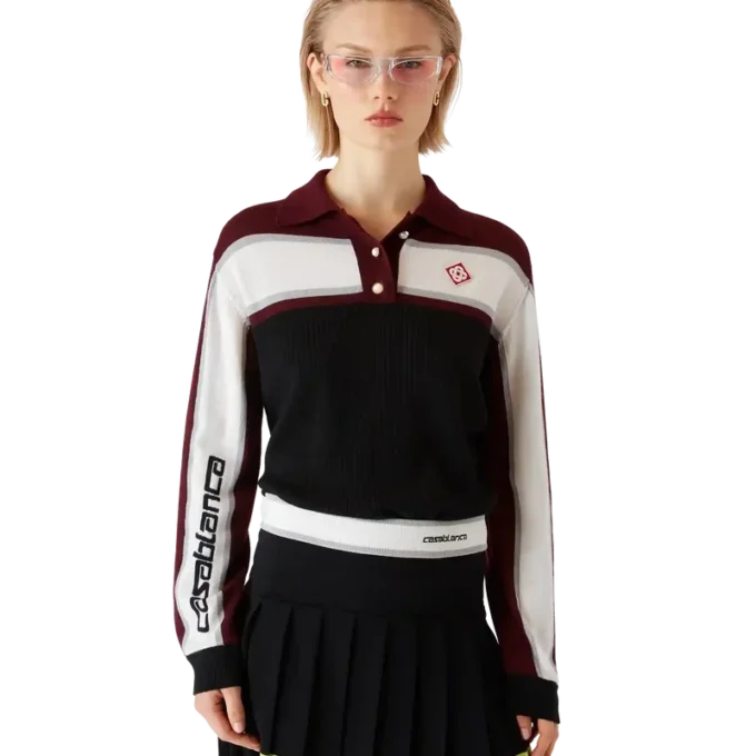 Stribet oversized langærmet Poloshirt Stribet oversized langærmet Poloshirt