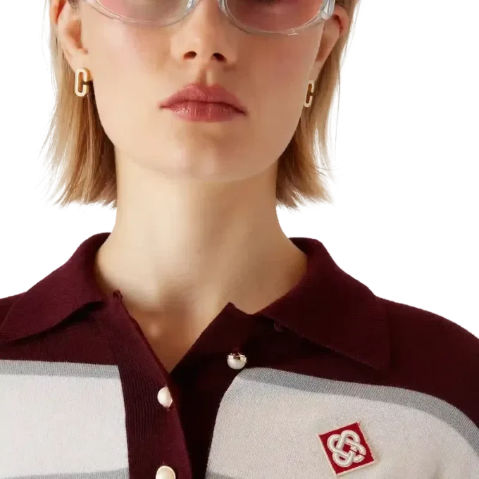 Stribet oversized langærmet Poloshirt Stribet oversized langærmet Poloshirt