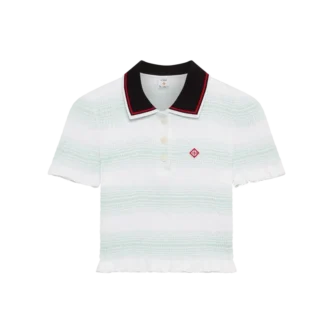 Stribet poloshirt med rynk