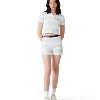 Stribet poloshirt med rynk