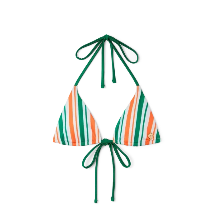 Stribet string-bikinitop