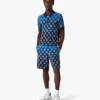 Strikket kortærmet poloshirt med monogram i farveovergang