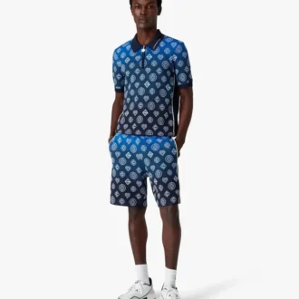 Strikket kortærmet poloshirt med monogram i farveovergang