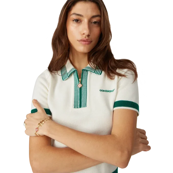 Strikket tennis-poloskjorte Strikket tennis-poloskjorte