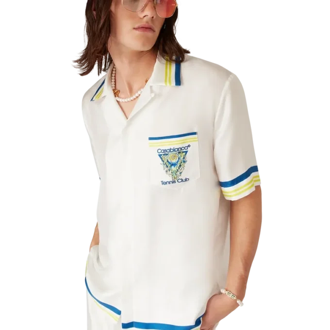 Tennis Club kortærmet silke-skjorte