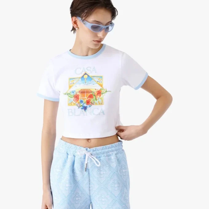 Tennis Landscape Ringer baby-T-shirt med korte shorts