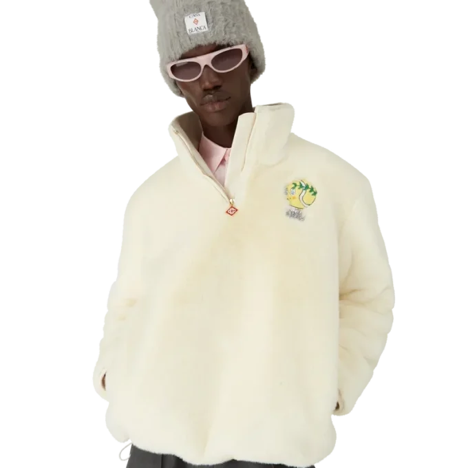 Tennis Mascot jakke med kvartlængde lynlås og imiteret pels