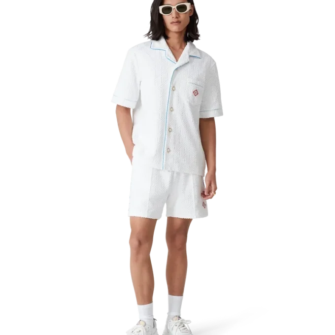 Tennisstribede frotté-Shorts Tennisstribede frotté-Shorts