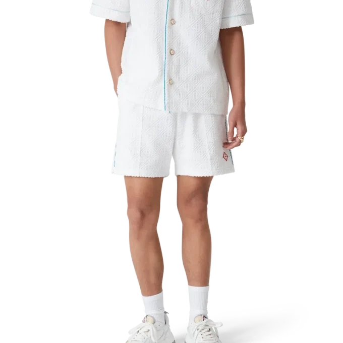 Tennisstribede frotté-Shorts Tennisstribede frotté-Shorts