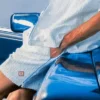 Tennisstribede frotté-Shorts Tennisstribede frotté-Shorts