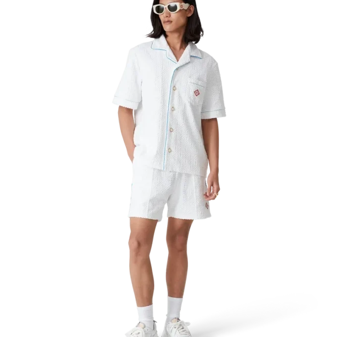 Tennisstribet frotté-skjorte Tennisstribet frotté-skjorte