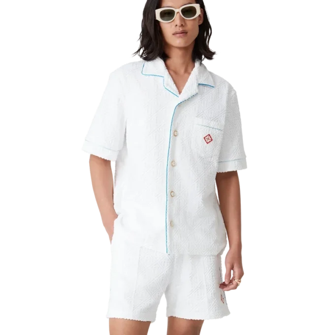 Tennisstribet frotté-skjorte Tennisstribet frotté-skjorte