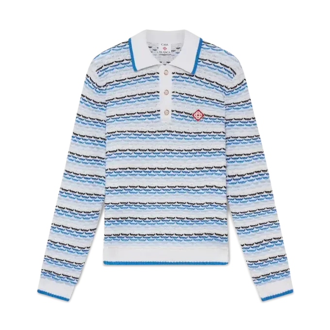 Tuck Stitch langærmet poloshirt Tuck Stitch langærmet poloshirt