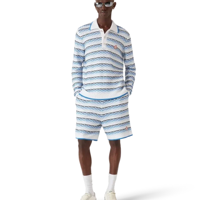 Tuck Stitch langærmet poloshirt Tuck Stitch langærmet poloshirt