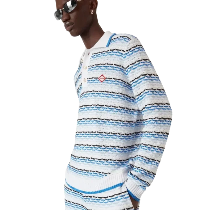 Tuck Stitch langærmet poloshirt Tuck Stitch langærmet poloshirt